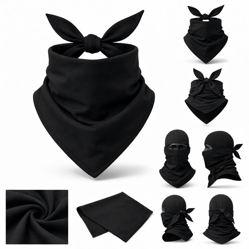 Black bandana plain - black,